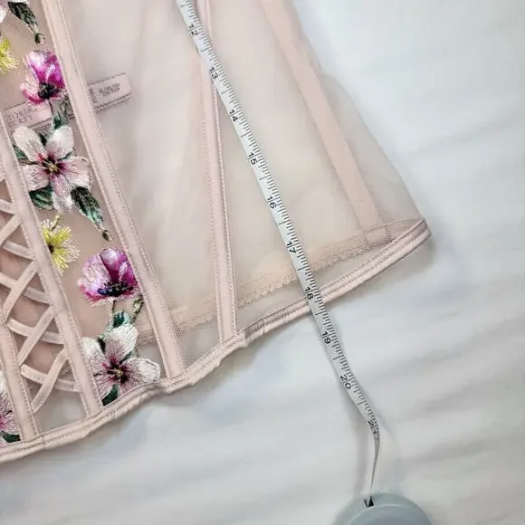 Victoria’s Secret Floral Embroidered Corset Bustier XL Coquette Festival Bridal - Picture 12 of 14